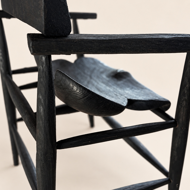 Flower Armchair, carved seat detail