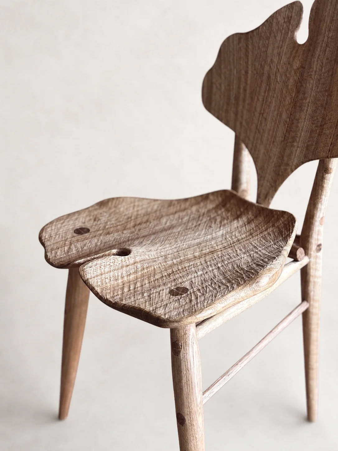Ginkgo Chair in natural eucalyptus, close up