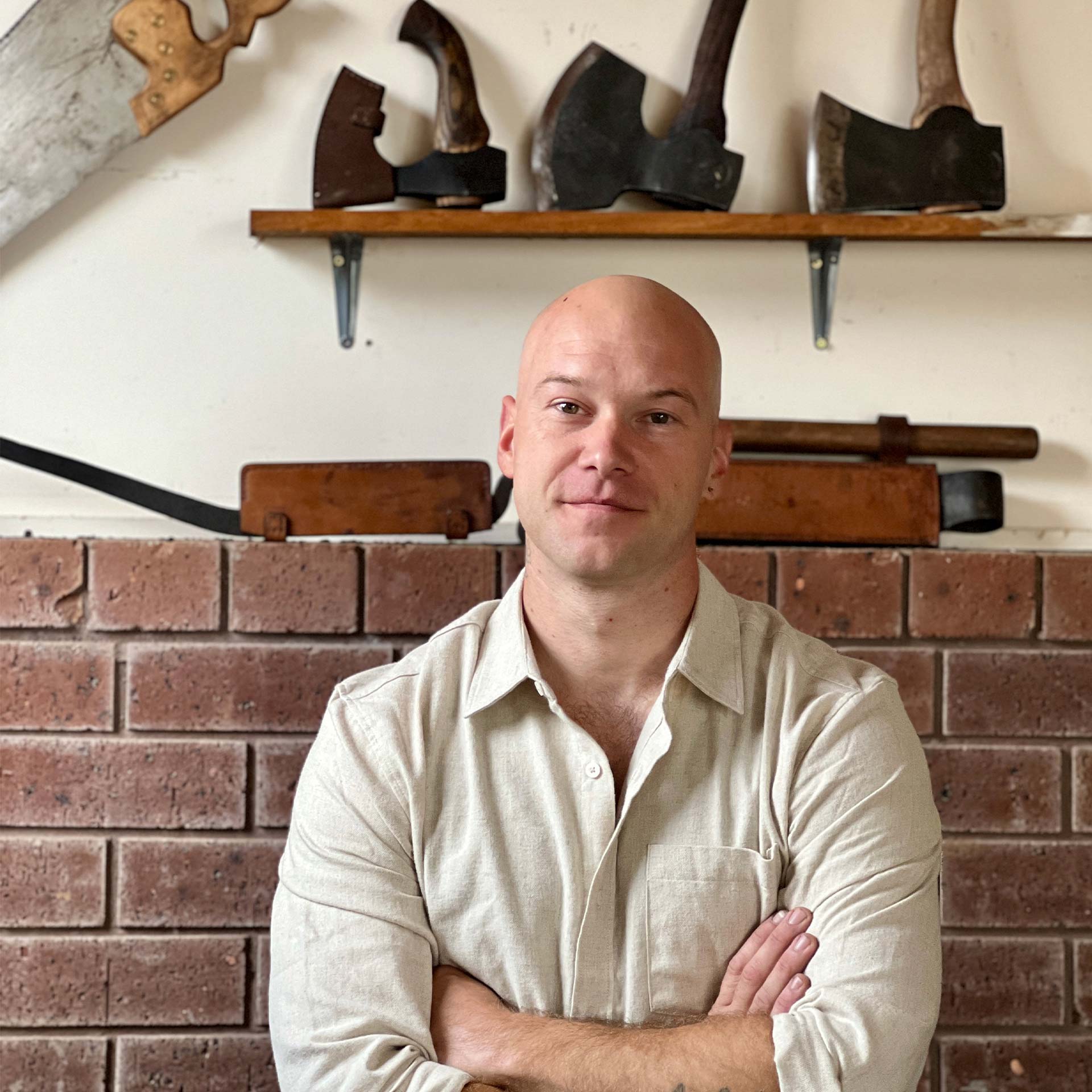 Luke Crouch in his workshop in Tasmania